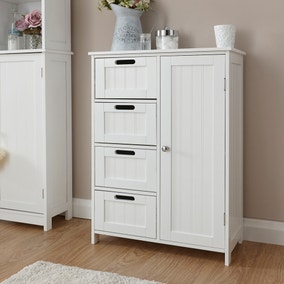 Return - Shaker 1 Door 4 Drawer Bathroom Unit, White